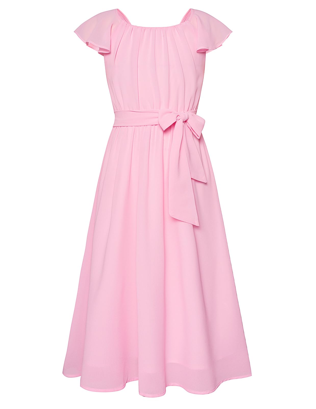 GRACE KARIN Girls Dress Formal Party Wedding Guest Pageant Dress for Teen Girls Ruffle Backless Maxi Sundress Size 6-14