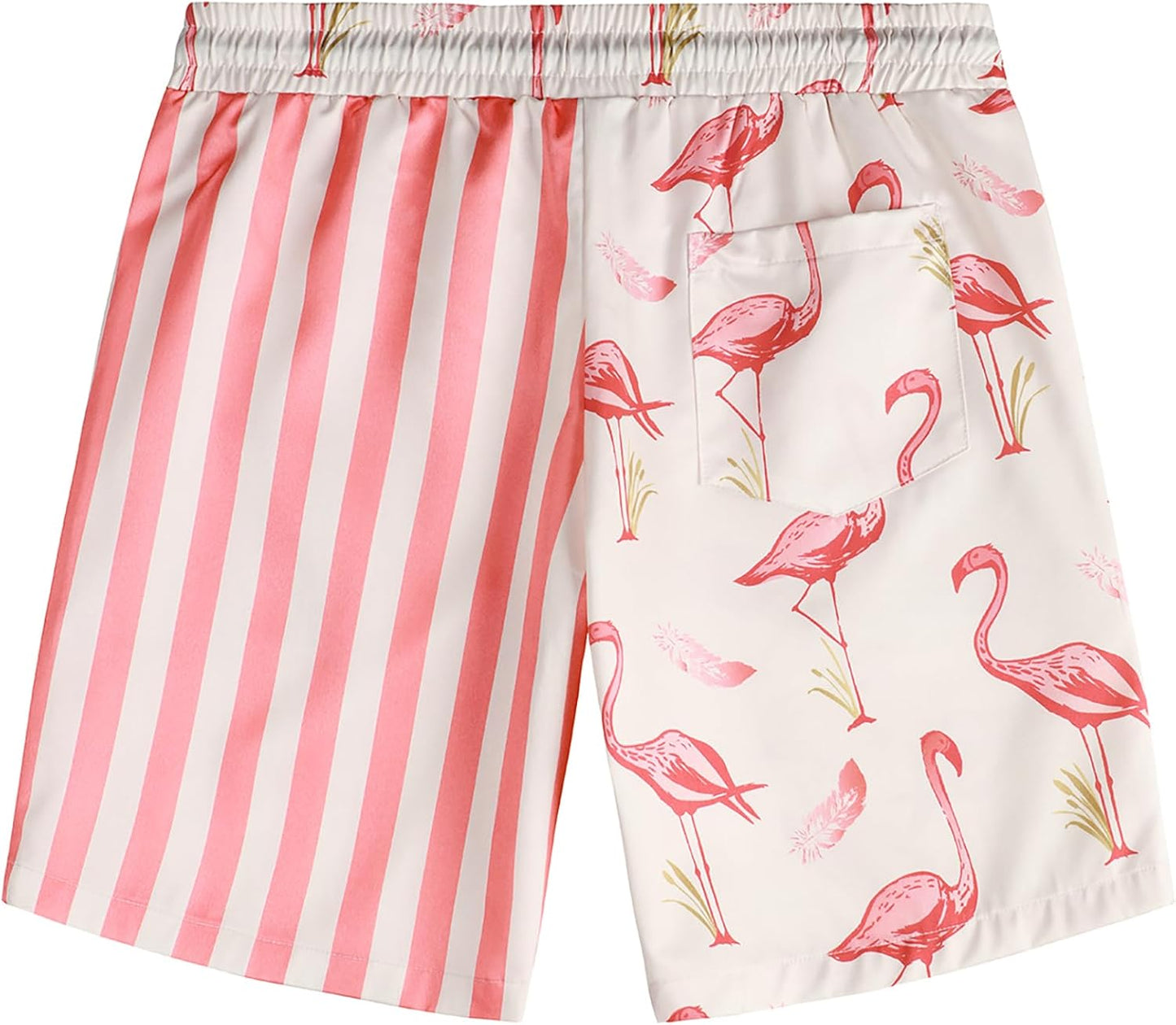 VATPAVE Mens Flamingo Hawaiian Sets Casual Short Sleeve Button Down Shirts Beach Outfits