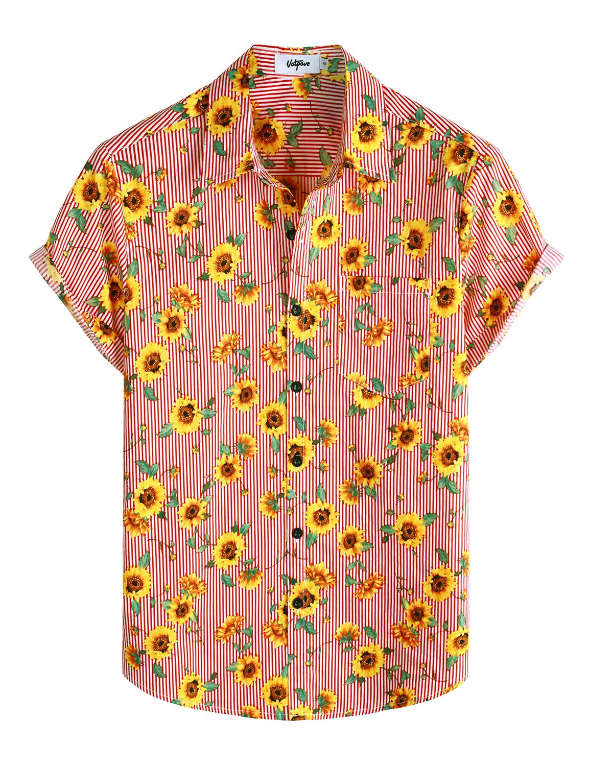 VATPAVE Mens Floral Hawaiian Shirt Casual Button Down Short Sleeve Aloha Beach Shirts