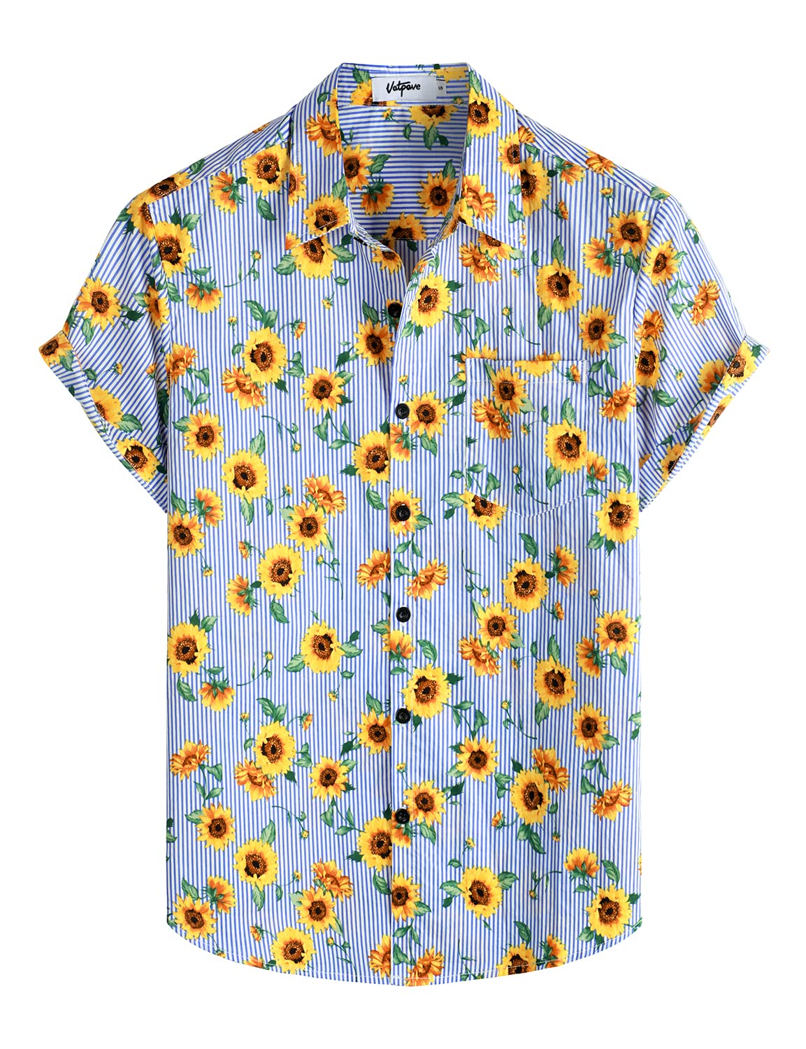 VATPAVE Mens Floral Hawaiian Shirt Casual Button Down Short Sleeve Aloha Beach Shirts