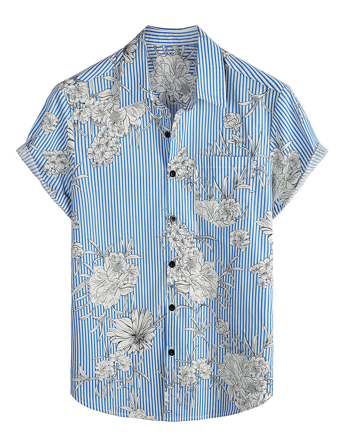 VATPAVE Mens Floral Hawaiian Shirt Casual Button Down Short Sleeve Aloha Beach Shirts