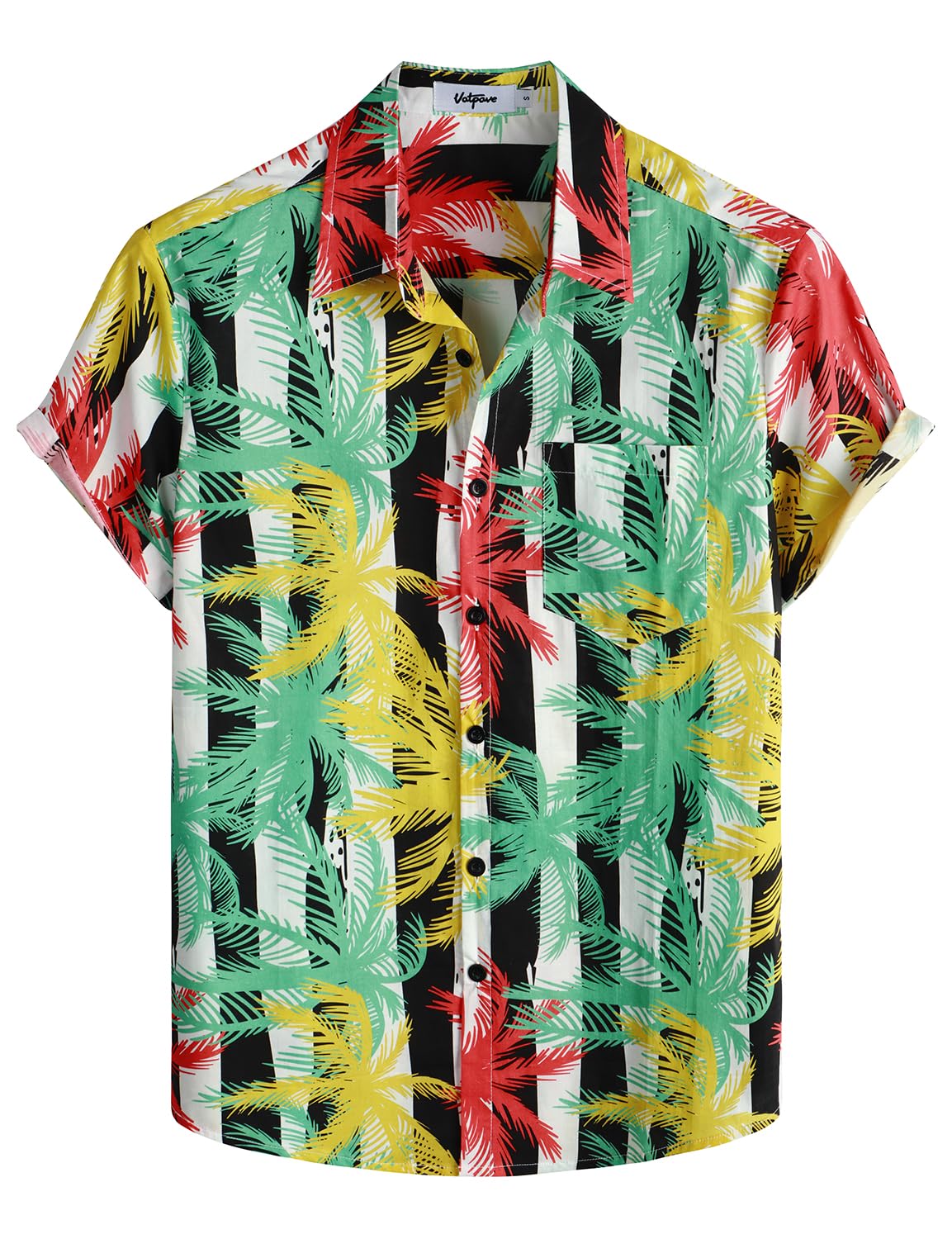 VATPAVE Mens Floral Hawaiian Shirt Casual Button Down Short Sleeve Aloha Beach Shirts