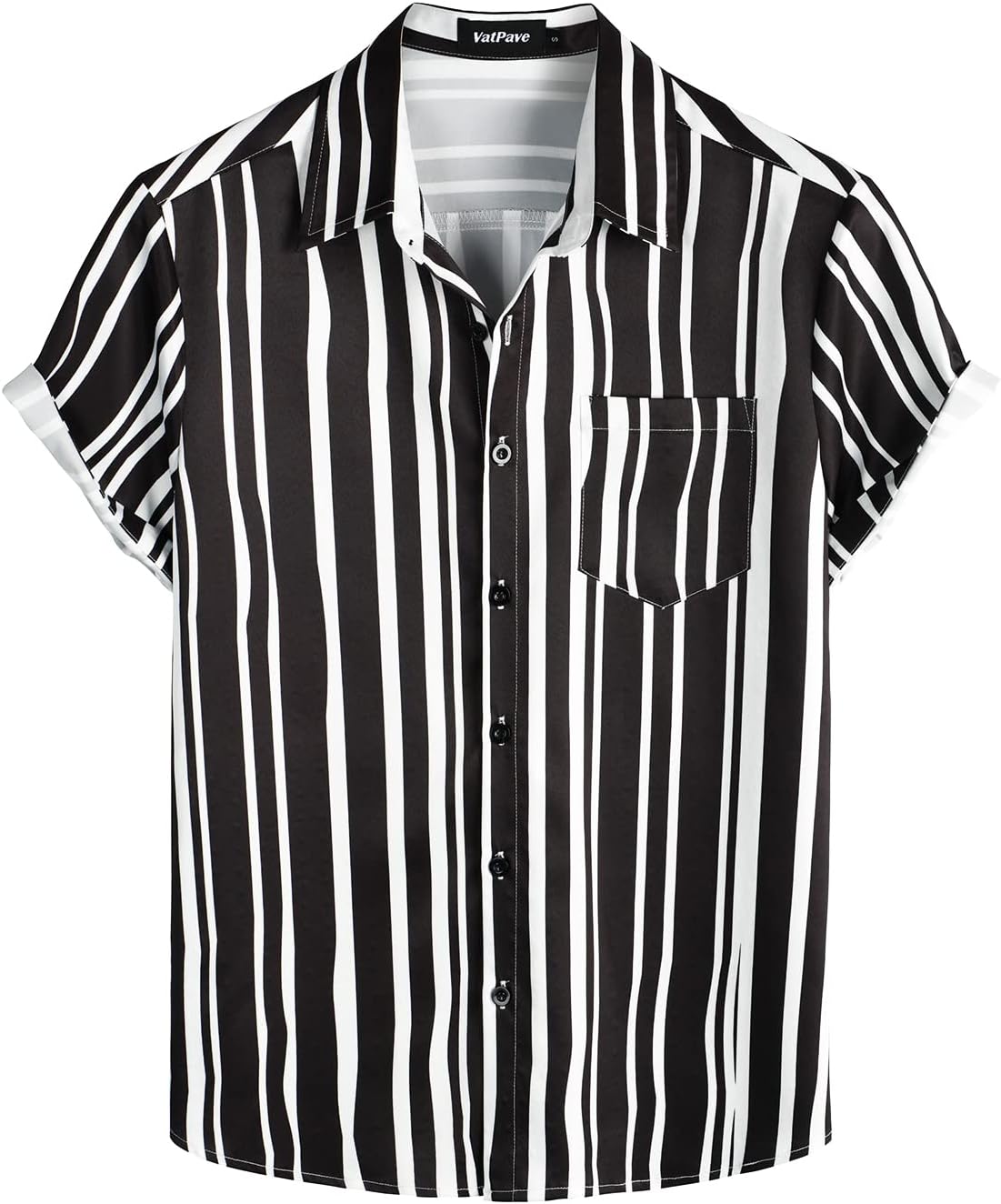 VATPAVE Mens Striped Summer Shirts Casual Button Down Short Sleeve Beach Stylish Untucked Hawaiian Shirts