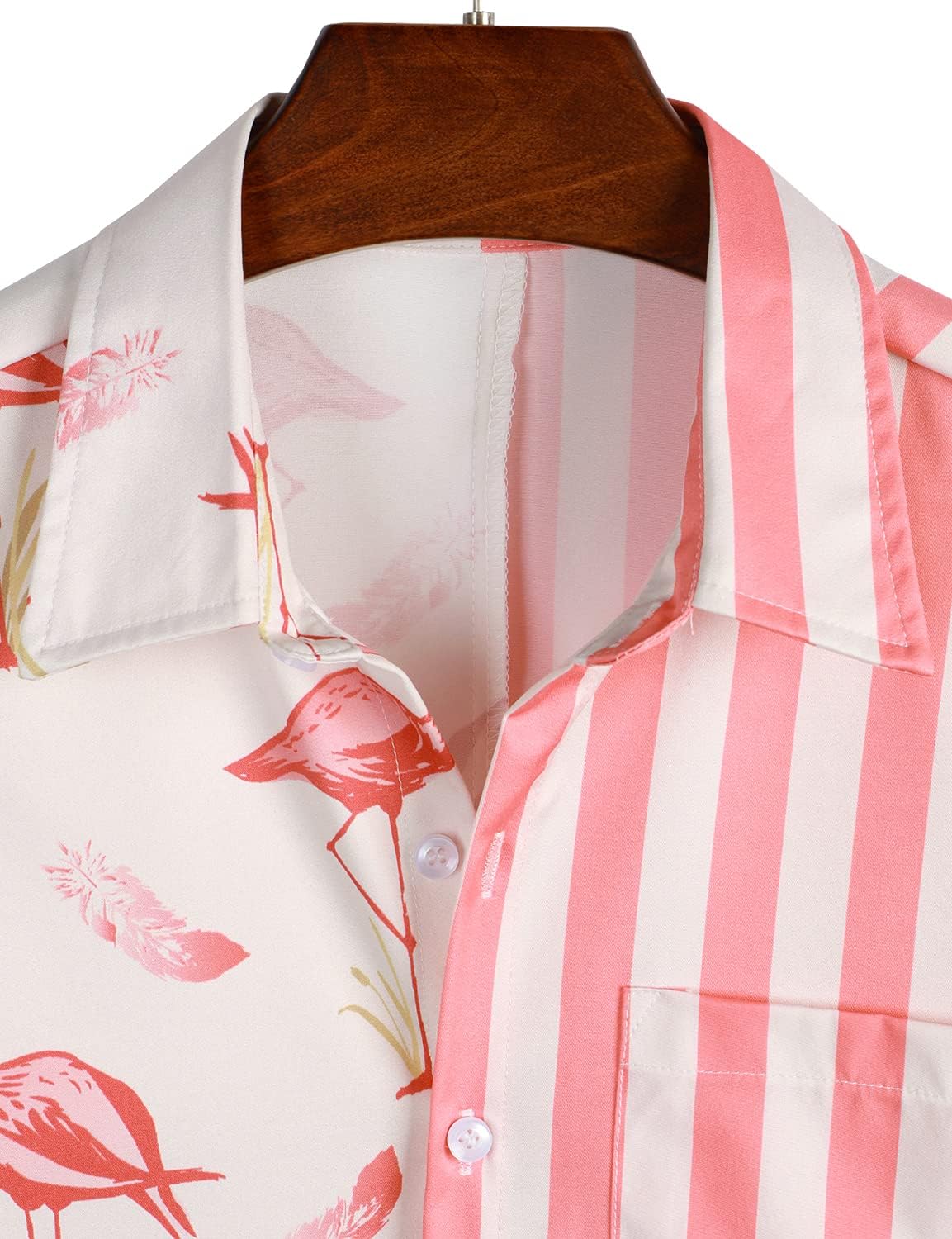 VATPAVE Mens Hawaiian Flamingo Shirts Casual Tropical Short Sleeve Button Down Shirt Summer Beach Shirts
