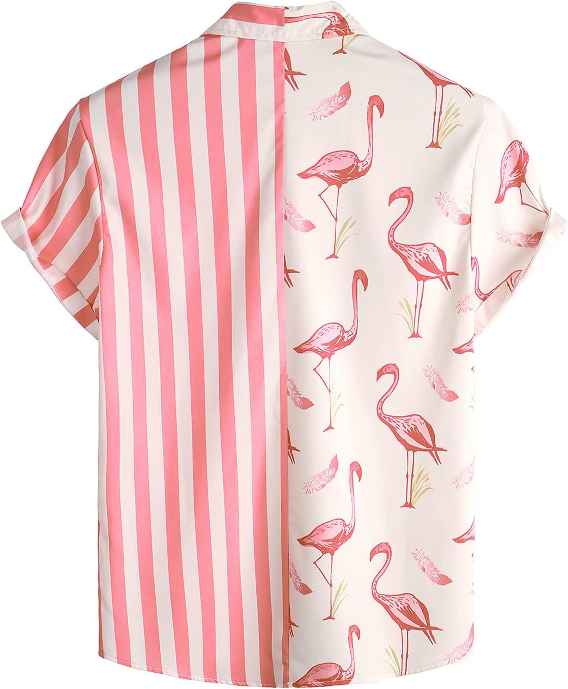 VATPAVE Mens Hawaiian Flamingo Shirts Casual Tropical Short Sleeve Button Down Shirt Summer Beach Shirts
