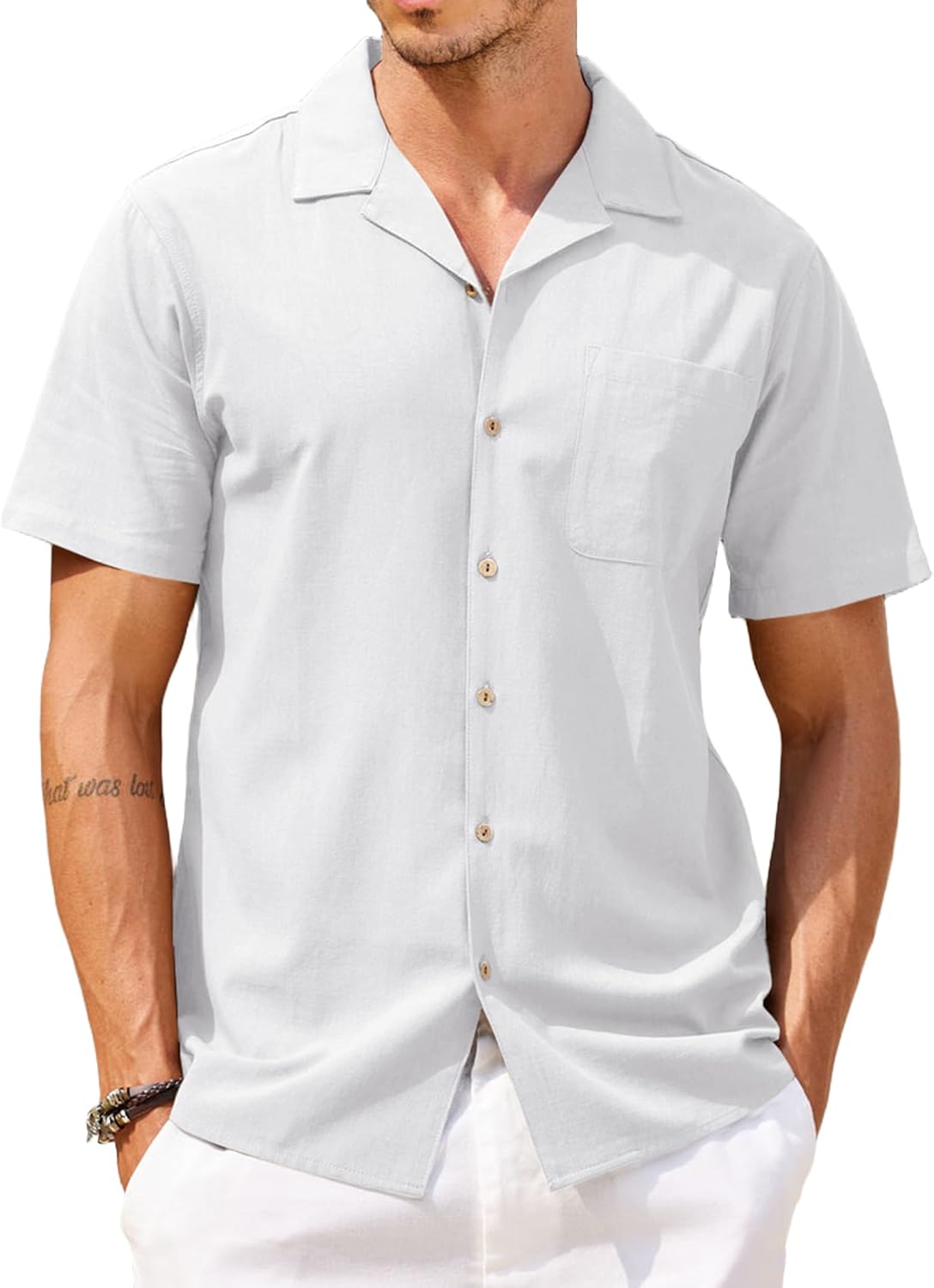COOFANDY Mens Hawaiian Shirt Short Sleeve Buttoon Down Shirts Casual Tropical Floral Summer Linen Shirts