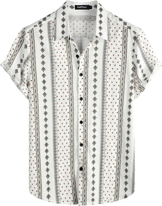 VATPAVE Mens Casual Short Sleeve Button Down Shirts Regular Fit Hawaiian Summer Shirts