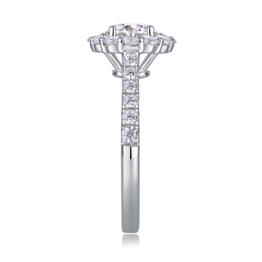 Luxury Fashion Large Diamond Wedding Ring With Moissanite Silver Ring